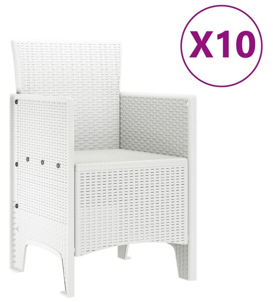 Kert étkező szett 11 db Fehér Rattan és acél