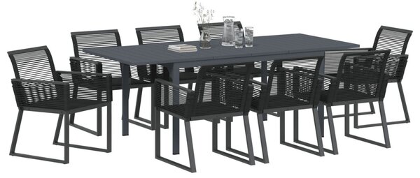 Kert étkező szett 9 pcs Fekete polirattan