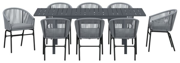 Kert étkező szett 9 pcs Szürke polirattan