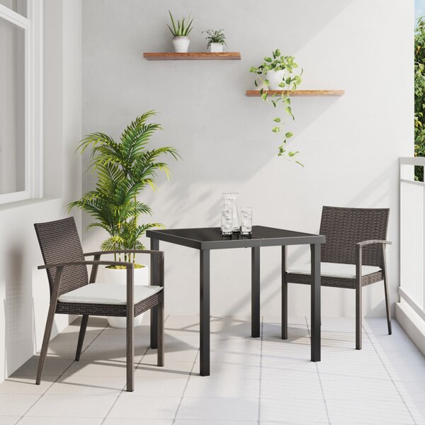 Kert étkező szett 3 pcs Barna és fekete PE Rattan