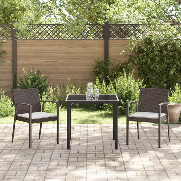 Kert étkező szett 3 pcs Barna és fekete PE Rattan