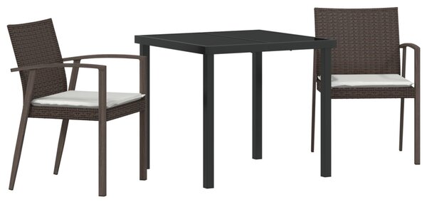 Kert étkező szett 3 pcs Barna és fekete PE Rattan