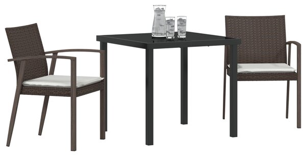 Kert étkező szett 3 pcs Barna és fekete PE Rattan
