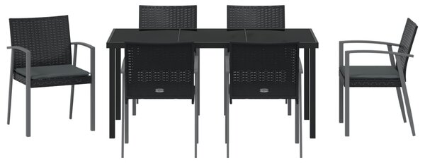 Kert étkező szett 7 pcs Fekete és Szürke PE Rattan