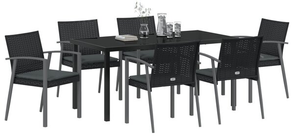 Kert étkező szett 7 pcs Fekete és Szürke PE Rattan
