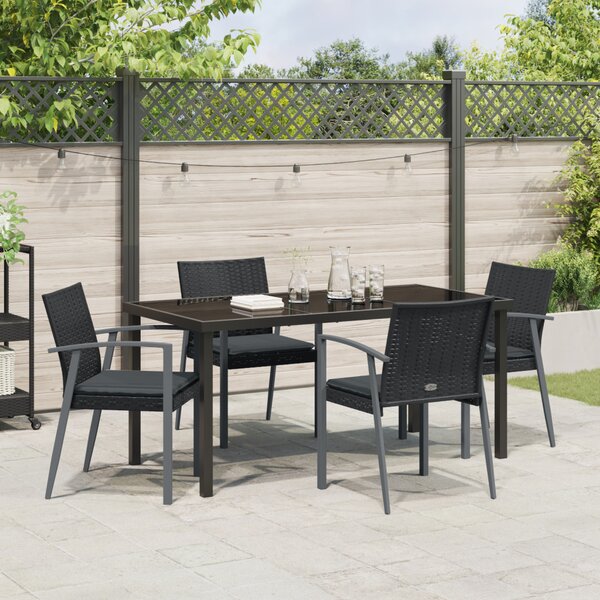Kert étkező szett 5 pcs Fekete és Szürke PE Rattan