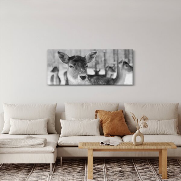 Kép - Szarvas, fekete, fehér (120x50 cm)