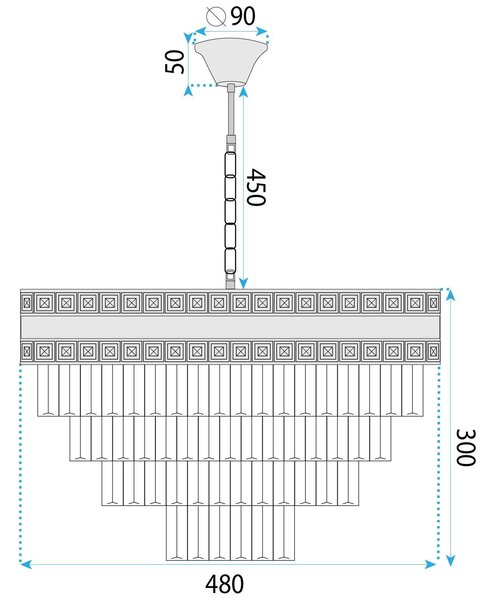 Mennyezeti függő lámpa G048-CP 50CM GOLD kristály arany