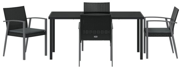 Kert étkező szett 5 pcs Fekete és Szürke PE Rattan
