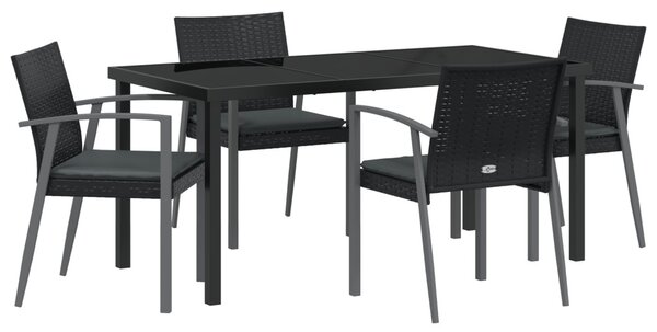 Kert étkező szett 5 pcs Fekete és Szürke PE Rattan