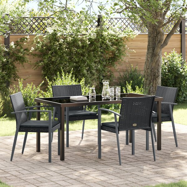Kert étkező szett 5 pcs Fekete és Szürke PE Rattan