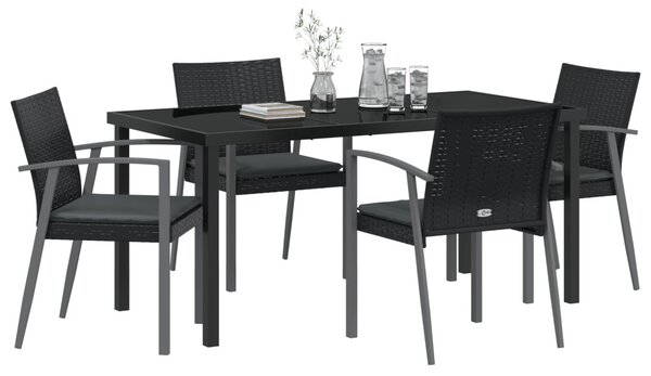 Kert étkező szett 5 pcs Fekete és Szürke PE Rattan