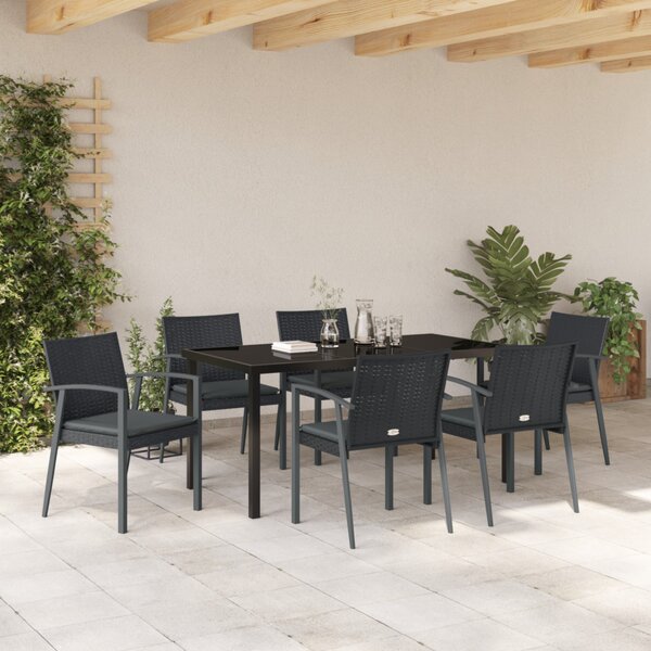 Kert étkező szett 7 pcs Fekete és Szürke PE Rattan