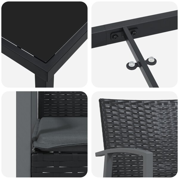 Kert étkező szett 5 pcs Fekete és Szürke PE Rattan