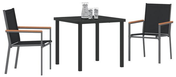 Kert étkező szett 3 pcs Fekete Porfestett acél
