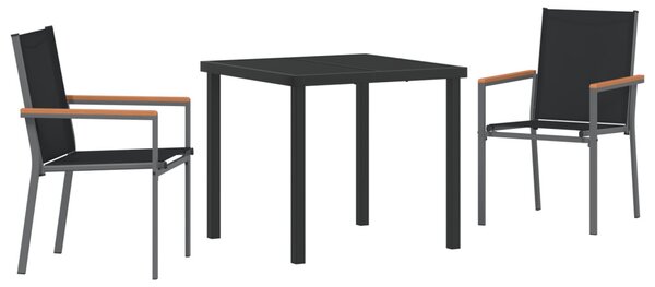 Kert étkező szett 3 pcs Fekete Porfestett acél