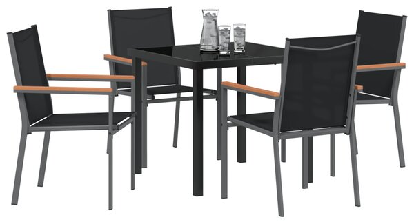 Kert étkező szett 5 pcs Fekete Porfestett acél