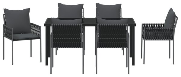 Kert étkező szett 7 pcs Fekete és Szürke PE Rattan