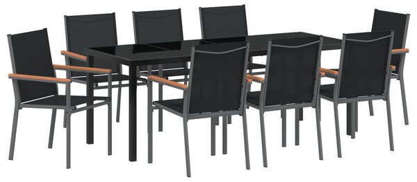 Kert étkező szett 9 pcs Fekete Porfestett acél