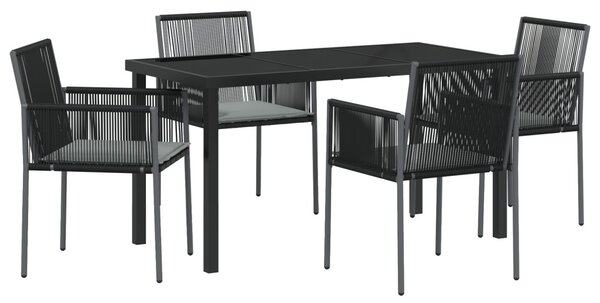 Kert étkező szett 5 pcs Fekete PE Rattan