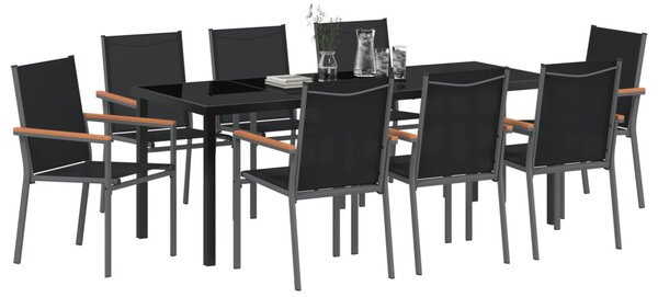 Kert étkező szett 9 pcs Fekete Porfestett acél