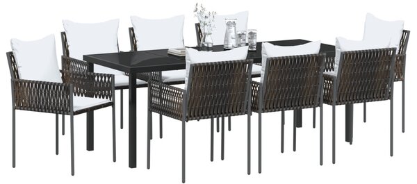 Kert étkező szett 9 pcs Barna és fekete PE Rattan