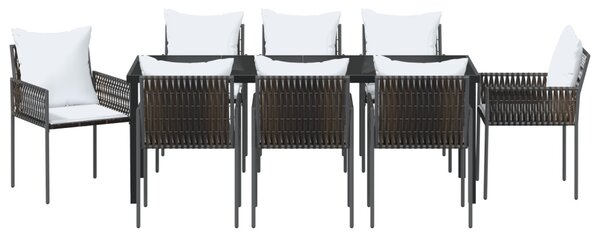 Kert étkező szett 9 pcs Barna és fekete PE Rattan