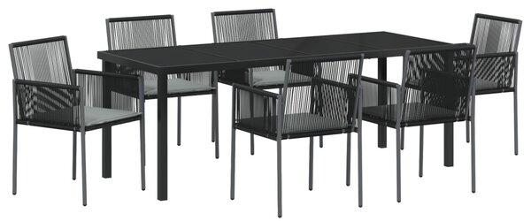 Kert étkező szett 7 db Fekete PE Rattan