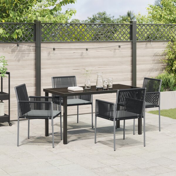 Kert étkező szett 5 pcs Fekete PE Rattan