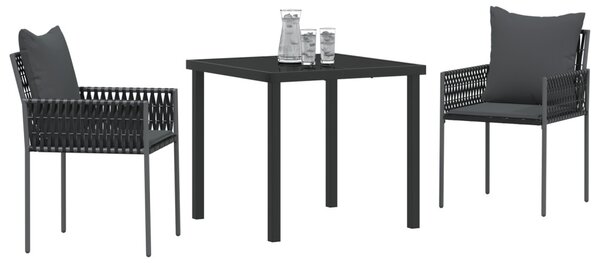 Kert étkező szett 3 pcs Fekete és Szürke PE Rattan