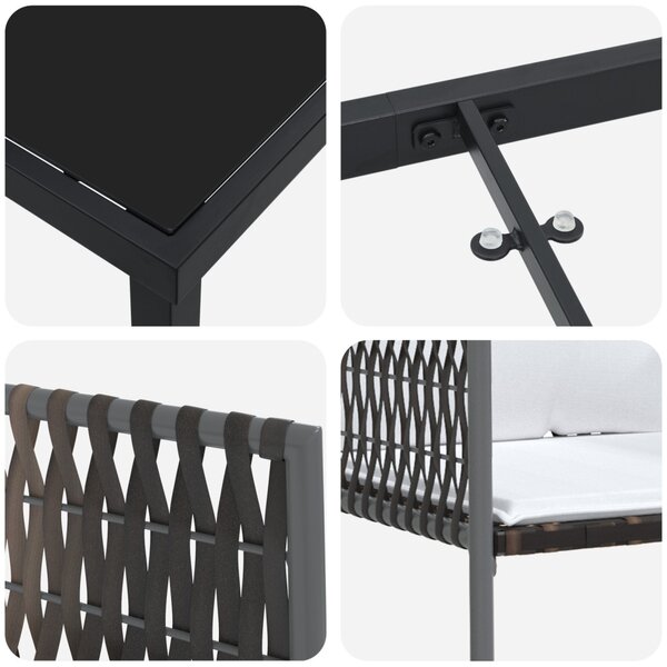 Kert étkező szett 9 pcs Barna és fekete PE Rattan