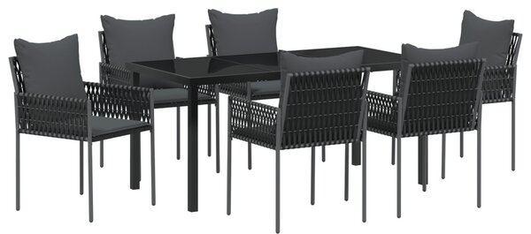 Kert étkező szett 7 pcs Fekete és Szürke PE Rattan