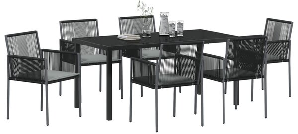 Kert étkező szett 7 pcs Fekete PE Rattan