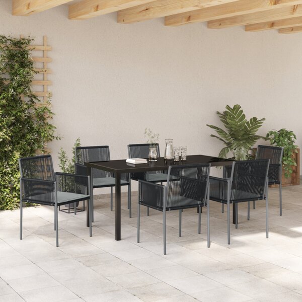Kert étkező szett 7 pcs Fekete PE Rattan
