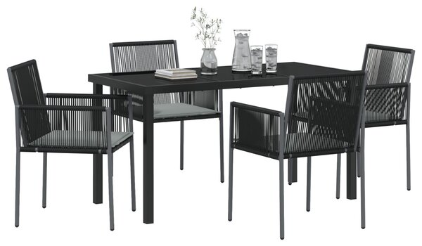 Kert étkező szett 5 pcs Fekete PE Rattan