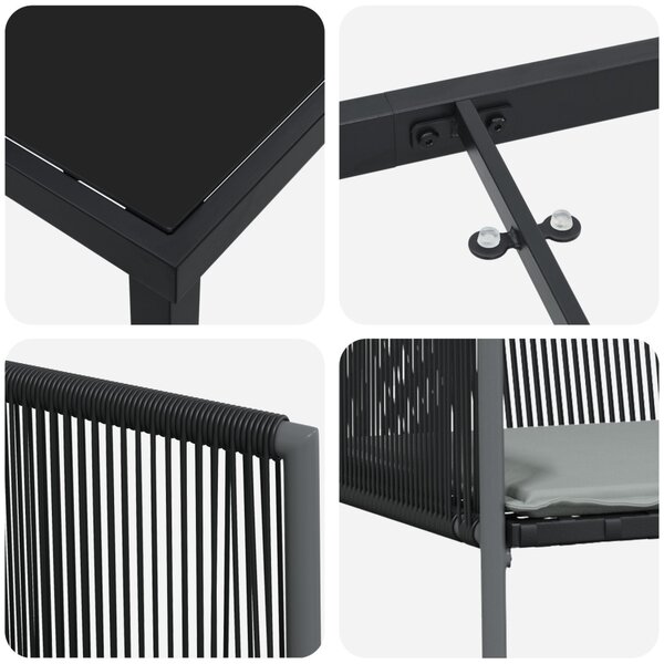 Kert étkező szett 7 pcs Fekete PE Rattan