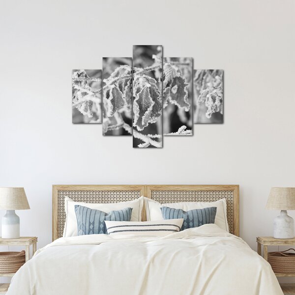 Kép - Fagyott levelek, fekete-fehér (150x105 cm)