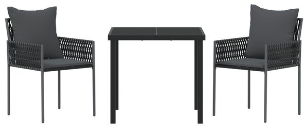 Kert étkező szett 3 pcs Fekete és Szürke PE Rattan