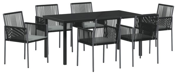 Kert étkező szett 7 pcs Fekete PE Rattan