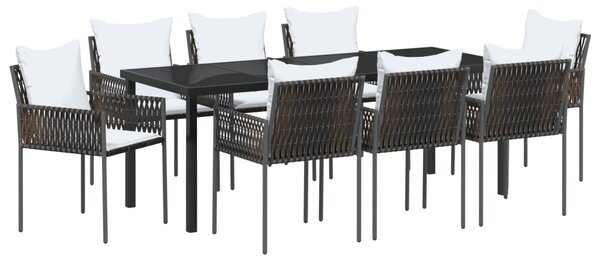 Kert étkező szett 9 pcs Barna és fekete PE Rattan