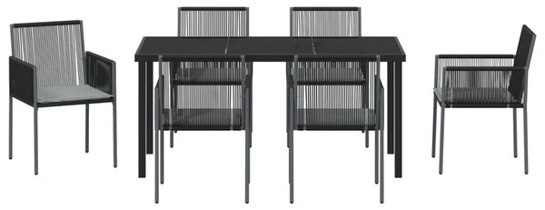 Kert étkező szett 7 pcs Fekete PE Rattan
