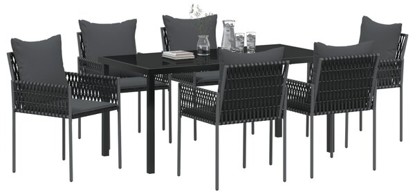 Kert étkező szett 7 pcs Fekete és Szürke PE Rattan