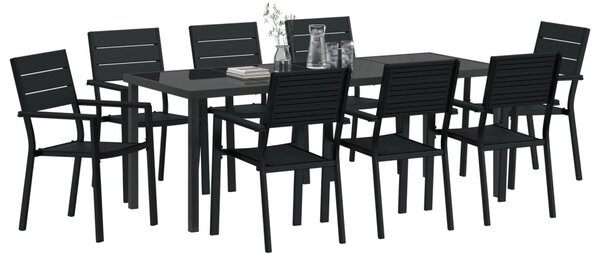 Kert étkező szett 9 pcs Fekete Porszórt acél