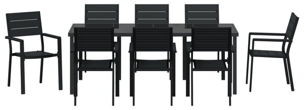 Kert étkező szett 9 pcs Fekete Porszórt acél