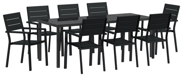 Kert étkező szett 9 pcs Fekete Porszórt acél
