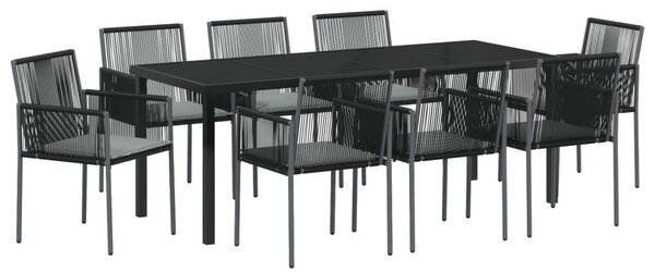 Kert étkező szett 9 db Fekete PE Rattan