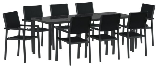 Kert étkező szett 9 pcs Fekete Porszórt acél