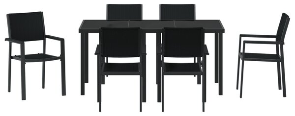 Kert étkező szett 7 pcs Fekete Porszórt acél