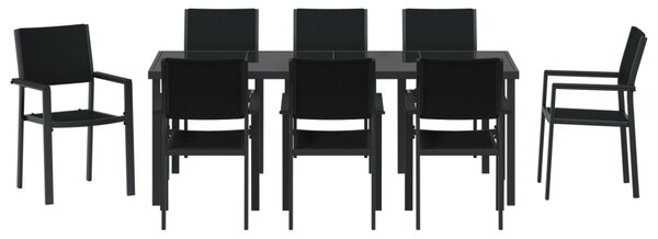 Kert étkező szett 9 pcs Fekete Porszórt acél