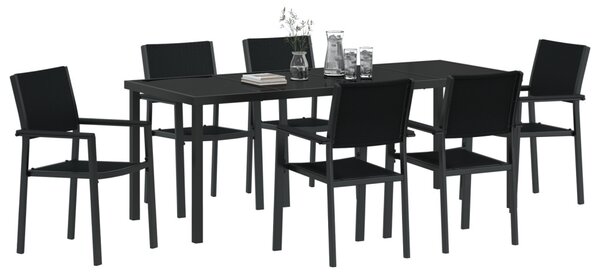 Kert étkező szett 7 pcs Fekete Porszórt acél
